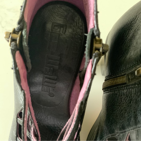 Anthropologie Gee WaWa Black Caged Vamp Leather Open Toe Platform Booties Size 7 - Picture 8 of 11